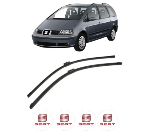 Set stergatoare SEAT ALHAMBRA VAN (7V8, 7V9) din 1996-2010, pentru parbriz auto, 2 bucati, Bosch Aerotwin, din cauciuc siliconat rezistent, 4 Stickere Auto SEAT v43349