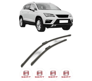 Set stergatoare SEAT ATECA (KH7, KHP) din 2016-2021, pentru parbriz auto, 2 bucati, Bosch Aerotwin, din cauciuc siliconat rezistent, 4 Stickere Auto SEAT v52219