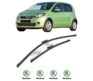 Set stergatoare SKODA CITIGO (NF1) din 2011-2019, pentru parbriz auto, 2 bucati, Valeo Silencio Xtrm, din cauciuc siliconat rezistent, 4 Stickere Auto SKODA v38664