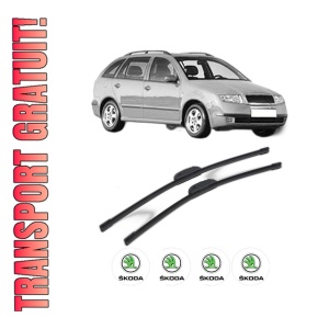 Set stergatoare SKODA FABIA I Combi (6Y5) din 2000-2006, pentru parbriz auto, 2 bucati, Bosch Aerotwin Retrofit, din cauciuc siliconat rezistent, 4 Stickere Auto SKODA
