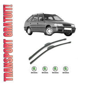 Set stergatoare SKODA FELICIA II Estate (6U5) din 1996-2001, pentru parbriz auto, 2 bucati, Bosch Aerotwin Retrofit, din cauciuc siliconat rezistent, 4 Stickere Auto SKODA