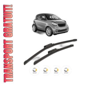 Set stergatoare SMART FORTWO Coupe (453) din 2014-2017, pentru parbriz auto, 2 bucati, Bosch Aerotwin, din cauciuc siliconat rezistent, 4 Stickere Auto SMART