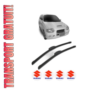 Set stergatoare SUZUKI ALTO V (HA12_, HA23_, HA22_) din 2000-2002, pentru parbriz auto, 2 bucati, Bosch Aerotwin Retrofit, din cauciuc siliconat rezistent, 4 Stickere Auto SUZUKI