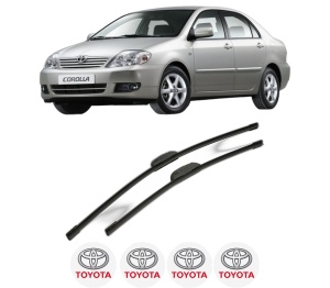 Set stergatoare TOYOTA COROLLA Saloon (_E12_) din 2001-2008, pentru parbriz auto, 2 bucati, Bosch Aerotwin Retrofit, din cauciuc siliconat rezistent, 4 Stickere Auto TOYOTA v45239