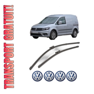 Set stergatoare Volkswagen CADDY ALLTRACK IV Box Body/MPV (SAA) din 2015-2020, pentru parbriz auto, 2 bucati, Valeo Silencio Xtrm, din cauciuc siliconat rezistent, 4 Stickere Auto Volkswagen