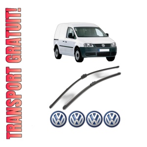 Set stergatoare Volkswagen CADDY III MPV (2KB, 2KJ, 2CB, 2CJ) din 2004-2015, pentru parbriz auto, 2 bucati, Valeo Silencio Xtrm, din cauciuc siliconat rezistent, 4 Stickere Auto Volkswagen