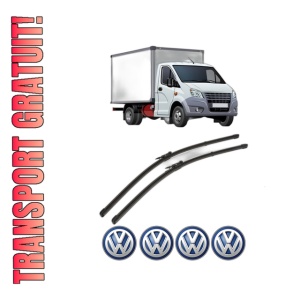 Set stergatoare Volkswagen CRAFTER 30-50 Van (2E_) din 2006-2016, pentru parbriz auto, 2 bucati, Valeo Silencio Xtrm, din cauciuc siliconat rezistent, 4 Stickere Auto Volkswagen