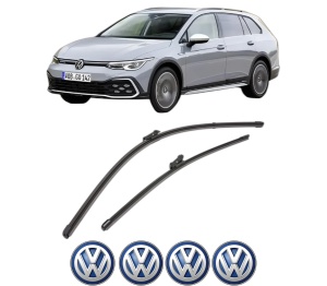 Set stergatoare Volkswagen GOLF ALLTRACK VIII (CG5) din 2020-2024, pentru parbriz auto, 2 bucati, Valeo Silencio Xtrm, din cauciuc siliconat rezistent, 4 Stickere Auto Volkswagen v37344