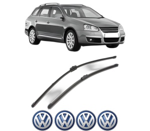 Set stergatoare Volkswagen GOLF V Variant (1K5) din 2007-2009, pentru parbriz auto, 2 bucati, Valeo Silencio Xtrm, din cauciuc siliconat rezistent, 4 Stickere Auto Volkswagen v40104