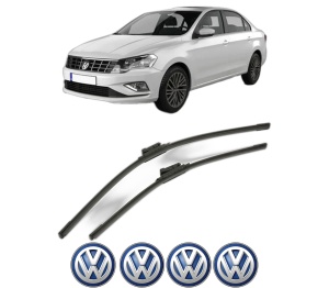 Set stergatoare Volkswagen JETTA IV (162, 163, AV3, AV2) din 2010-2018, pentru parbriz auto, 2 bucati, Bosch Aerotwin, din cauciuc siliconat rezistent, 4 Stickere Auto Volkswagen v53079