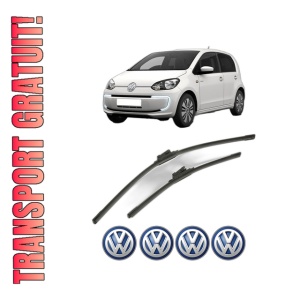 Set stergatoare Volkswagen LOAD UP! (121, 122, BL1, BL2) din 2012-2020, pentru parbriz auto, 2 bucati, Bosch Aerotwin, din cauciuc siliconat rezistent, 4 Stickere Auto Volkswagen