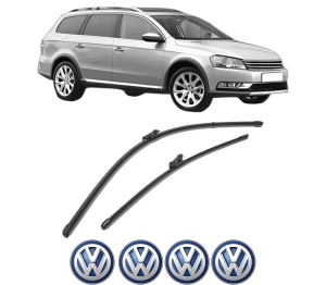 Set stergatoare Volkswagen PASSAT ALLTRACK B7 (365) din 2012-2014, pentru parbriz auto, 2 bucati, Valeo Silencio Xtrm, din cauciuc siliconat rezistent, 4 Stickere Auto Volkswagen v37284