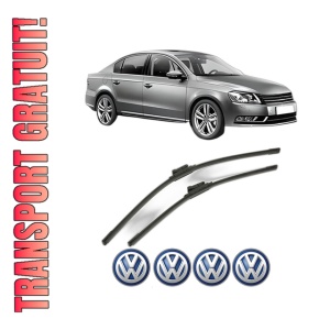 Set stergatoare Volkswagen PASSAT B7 (362) din 2010-2014, pentru parbriz auto, 2 bucati, Bosch Aerotwin, din cauciuc siliconat rezistent, 4 Stickere Auto Volkswagen
