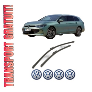 Set stergatoare Volkswagen PASSAT B9 Variant (CJ5) din 2023-2024, pentru parbriz auto, 2 bucati, Bosch Aerotwin, din cauciuc siliconat rezistent, 4 Stickere Auto Volkswagen