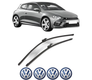 Set stergatoare Volkswagen SCIROCCO III (137, 138) din 2008-2017, pentru parbriz auto, 2 bucati, Valeo Silencio Xtrm, din cauciuc siliconat rezistent, 4 Stickere Auto Volkswagen v39324