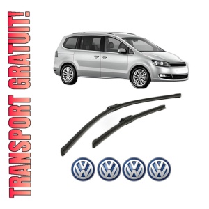 Set stergatoare Volkswagen SHARAN (7N1, 7N2) din 2010-2022, pentru parbriz auto, 2 bucati, Bosch Aerotwin, din cauciuc siliconat rezistent, 4 Stickere Auto Volkswagen