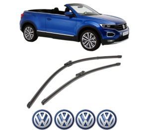 Set stergatoare Volkswagen T-ROC Convertible (AC7, AC8) din 2019-2020, pentru parbriz auto, 2 bucati, Valeo Silencio Xtrm, din cauciuc siliconat rezistent, 4 Stickere Auto Volkswagen v36804