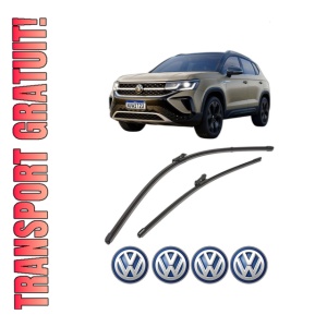 Set stergatoare Volkswagen TAOS (CL1, CP1, CQ1) din 2020-2021, pentru parbriz auto, 2 bucati, Valeo Silencio Xtrm, din cauciuc siliconat rezistent, 4 Stickere Auto Volkswagen