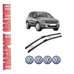 Set stergatoare Volkswagen TIGUAN (5N_) din 2007-2018, pentru parbriz auto, 2 bucati, Bosch Aerotwin, din cauciuc siliconat rezistent, 4 Stickere Auto Volkswagen