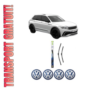 Set stergatoare Volkswagen TIGUAN (CT1) din 2023-2024, pentru parbriz auto, 2 bucati, Valeo Silencio, din cauciuc siliconat rezistent, 4 Stickere Auto Volkswagen
