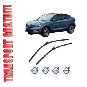 Set stergatoare VOLVO C40 (539) din 2021-2022, pentru parbriz auto, 2 bucati, Valeo Silencio, din cauciuc siliconat rezistent, 4 Stickere Auto VOLVO