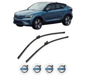 Set stergatoare VOLVO C40 (539) din 2021-2022, pentru parbriz auto, 2 bucati, Valeo Silencio, din cauciuc siliconat rezistent, 4 Stickere Auto VOLVO v34764