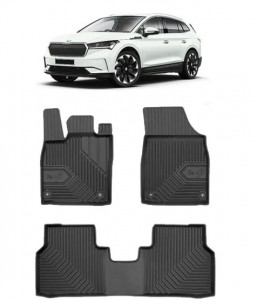 Skoda Enyaq IV Din 04.2021 - Prezent, Suv , Set Covorase Auto Tip Tavita Premium 3D, din cauciuc accesorii pentru autoturismul tau - masina v163687