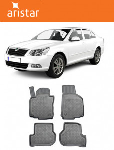 Skoda Octavia II Din 2009 - 04.2013, Hatchback, Facelift , Set Covorase Auto Tip Tavita Premium 3D, din cauciuc accesorii pentru autoturismul tau - masina v162133