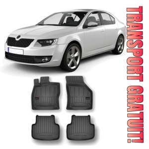 Skoda Octavia III, Hatchback, Din 02.2013 - 05.2020 , Set Covorase Auto Tip Tavita Premium 3D, din cauciuc