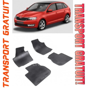 Skoda Rapid fabricat din 10.2012 - 03.2019, Hatchback, set covorase auto dedicate, din cauciuc 100% Premium