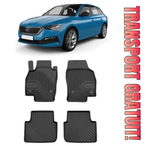 Skoda Scala Din 04.2019 - Prezent, Hatchback , Set Covorase Auto Tip Tavita Premium 3D, din cauciuc