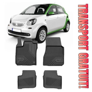 Smart Forfour II Din 2014 - Prezent, Hatchback , Set Covorase Auto Tip Tavita Premium 3D, din cauciuc