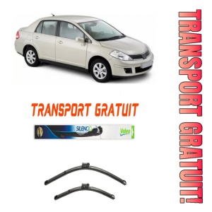 Stergatoare Nissan TIIda Set 2 stergatoare parbriz pentru parbriz pentru Nissan TIIda fabricat incepand cu 2006, breloc Hella (60 cm / 35 cm)