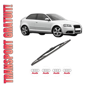 Stergator lamela spate AUDI A3 (8P1) din 2003 - 2012, pentru luneta auto, Valeo Silencio, din cauciuc siliconat rezistent, 4 Stickere Auto AUDI