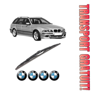 Stergator lamela spate BMW Seria 5 Touring (E39) din 1996 - 2004, pentru luneta auto, Bosch Twin, din cauciuc siliconat rezistent, 4 Stickere Auto BMW