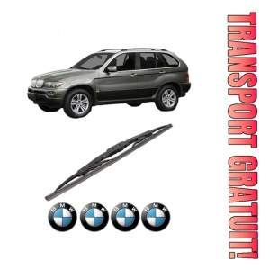 Stergator lamela spate BMW Seria X5 (E53) din 2000 - 2006, pentru luneta auto, Bosch Twin, din cauciuc siliconat rezistent, 4 Stickere Auto BMW