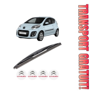 Stergator lamela spate CITROEN C1 (PM_, PN_) din 2005 - 2014, pentru luneta auto, Bosch Twin, din cauciuc siliconat rezistent, 4 Stickere Auto CITROEN