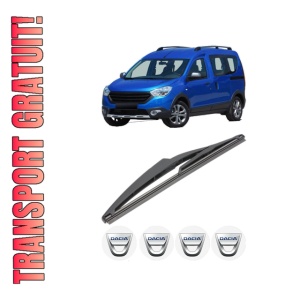 Stergator lamela spate DACIA DOKKER MPV (KE_) din 2012 - 2021, pentru luneta auto, Valeo Silencio, din cauciuc siliconat rezistent, 4 Stickere Auto DACIA