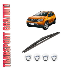 Stergator lamela spate DACIA DUSTER SUV Van din 2011 - 2018, pentru luneta auto, Valeo Silencio, din cauciuc siliconat rezistent, 4 Stickere Auto DACIA