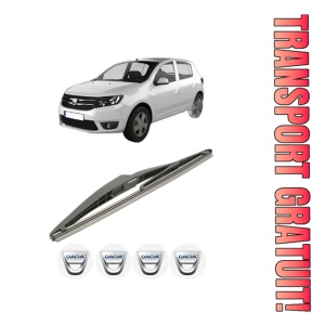 Stergator lamela spate DACIA SANDERO II din 2012, pentru luneta auto, Bosch Twin, din cauciuc siliconat rezistent, 4 Stickere Auto DACIA