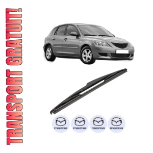 Stergator lamela spate MAZDA 3 (BK) din 2003 - 2009, pentru luneta auto, Valeo Silencio, din cauciuc siliconat rezistent, 4 Stickere Auto MAZDA