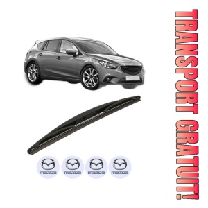 Stergator lamela spate MAZDA 3 (BM, BN) din 2013 - 2019, pentru luneta auto, Bosch Twin, din cauciuc siliconat rezistent, 4 Stickere Auto MAZDA