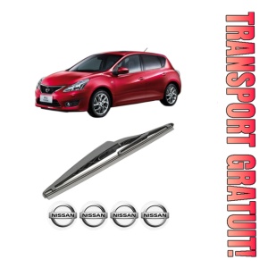 Stergator lamela spate NISSAN TIIDA Hatchback (C12) din 2013, pentru luneta auto, Bosch Twin, din cauciuc siliconat rezistent, 4 Stickere Auto NISSAN