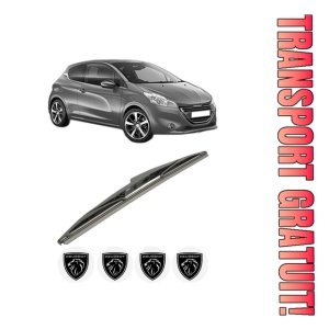 Stergator lamela spate PEUGEOT 208 I (CA_, CC_) din 2012 - 2019, pentru luneta auto, Bosch Twin, din cauciuc siliconat rezistent, 4 Stickere Auto PEUGEOT