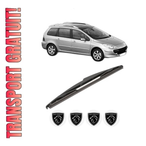 Stergator lamela spate PEUGEOT 307 SW (3H) din 2002 - 2009, pentru luneta auto, Valeo Silencio, din cauciuc siliconat rezistent, 4 Stickere Auto PEUGEOT