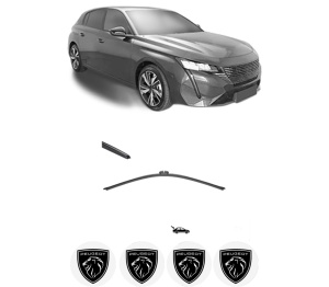 Stergator lamela spate PEUGEOT 308 III (FB_, FH_, FP_, F3_, FM_) din 2021, pentru luneta auto, Valeo Silencio, din cauciuc siliconat rezistent, 4 Stickere Auto PEUGEOT v15844