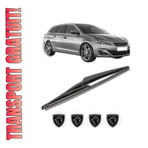 Stergator lamela spate PEUGEOT 308 SW II (LC_, LJ_, LR_, LX_, L4_) din 2014 - 2021, pentru luneta auto, Valeo Silencio, din cauciuc siliconat rezistent, 4 Stickere Auto PEUGEOT