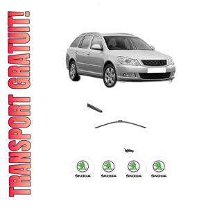 Stergator lamela spate SKODA Octavia II Combi (1Z5) din 2004 - 2013, pentru luneta auto, Valeo Silencio, din cauciuc siliconat rezistent, 4 Stickere Auto SKODA