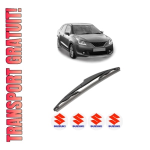 Stergator lamela spate SUZUKI BALENO (FW, EW) din 2016, pentru luneta auto, Valeo Silencio, din cauciuc siliconat rezistent, 4 Stickere Auto SUZUKI