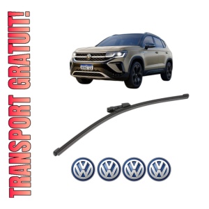 Stergator lamela spate Volkswagen TAOS (CL1, CP1, CQ1) din 2020, pentru luneta auto, Valeo Silencio Xtrm, din cauciuc siliconat rezistent, 4 Stickere Auto VW